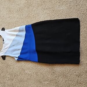 WHBM Colorblock Blue Black & White Dress